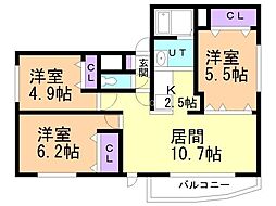アクアトピア真栄 3LDKの間取図画像