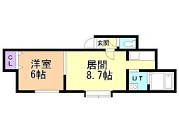 フォレスト澄川 1LDKの間取図画像
