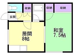晴岳荘 1LDKの間取図画像