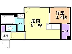 Proud3・4(プラウド3・4) 1LDKの間取図画像