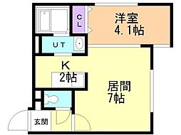 カーザフェリス平岸 1LDKの間取図画像