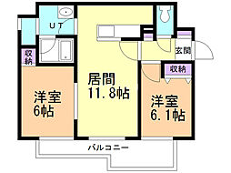 プレステージ福住西 2LDKの間取図画像