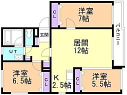 レジデンス西岡 3LDKの間取図画像