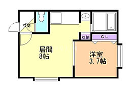 クリエート旭町C 1DKの間取図画像