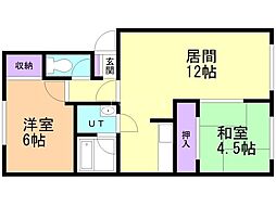 プラドール石山 2LDKの間取図画像