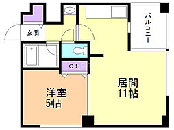 パークハイム12.7 1LDKの間取図画像