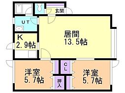 香風館参番 2LDKの間取図画像