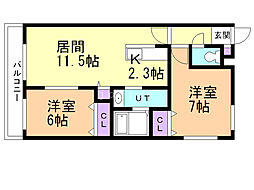 エクセル豊平 2LDKの間取図画像