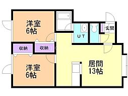 グリーンコート1 2LDKの間取図画像