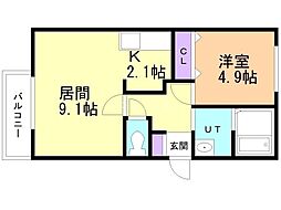 グランフォレスト真栄 1LDKの間取図画像