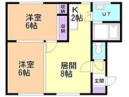 パッシモンハウス 2LDKの間取図画像