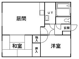 アカツキハイツB 2LDKの間取図画像