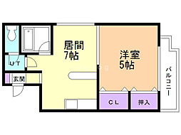 ローレル平岸 1DKの間取図画像