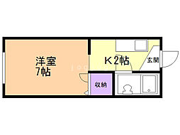 メゾンFuji7 1Kの間取図画像
