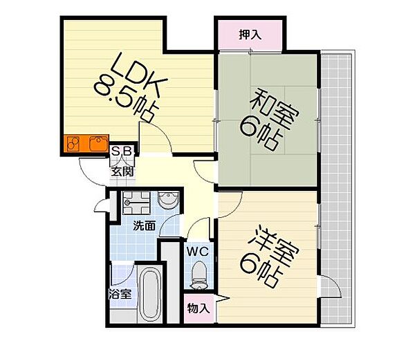 わいわいマンション ｜大阪府堺市西区浜寺南町2丁(賃貸マンション2LDK・2階・55.00㎡)の写真 その2