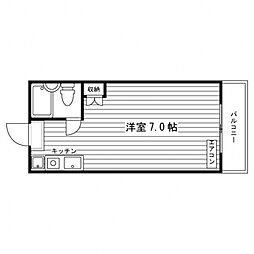 パルセ北野 1Kの間取図画像