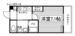 (仮称)UNI FLAT 奈良法蓮町 1Kの間取図画像