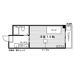 ヤングプラザ 3階1Kの間取り