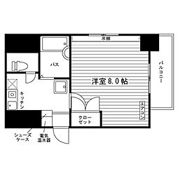 グランディール京田辺 6階1Kの間取り