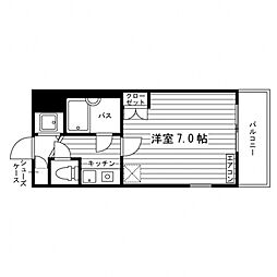 パル大久保 4階1Kの間取り