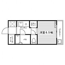 京都風鶏館 2階ワンルームの間取り