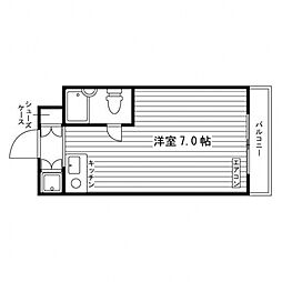 エクレーヌ御池 ワンルームの間取図画像