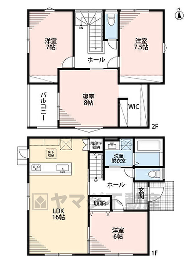 玄関から直接6帖洋室へアクセス出来るため、客間としても活用出来ます。2階6帖以上でゆったり快適に過ごせます。