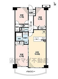 アンピール海の中道 3LDKの間取図画像