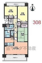 パークハウス福間C 3LDKの間取図画像