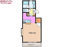 Prior 1階ワンルームの間取り