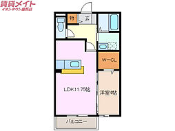 アンベリール 1階1LDKの間取り
