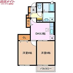 ドマーニ・オドーレ　Ｃ 1階2DKの間取り