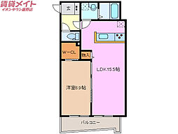 さくらHills 1階1LDKの間取り