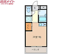 ラフレシール山城 3階ワンルームの間取り