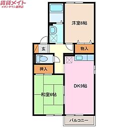 エクセル 1階2DKの間取り