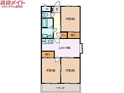 ガーデンヒルＦ・Ｍ・Ｔ 3階3LDKの間取り