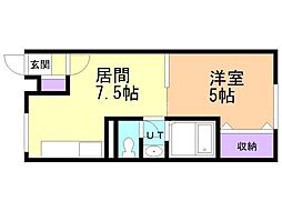 エーコー大楽毛B 1DKの間取図画像