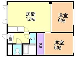 北幸ハイツ 2LDKの間取図画像