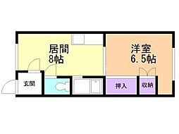 レジデンス21 1DKの間取図画像