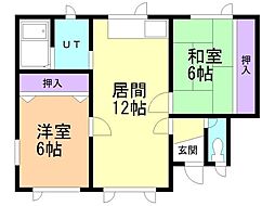 拓穂ハイツ 2LDKの間取図画像