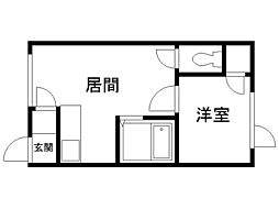 リバティボックスA 1DKの間取図画像