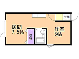 キャンパスオノC 1DKの間取図画像