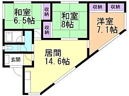 ユーハイツ 3LDKの間取図画像