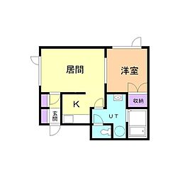 ニューライフ 1LDKの間取図画像