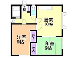 パールハイツ 2LDKの間取図画像