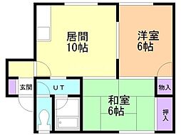 マルショウハイツ 2LDKの間取図画像