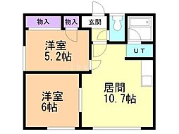 コーポ永住 2LDKの間取図画像