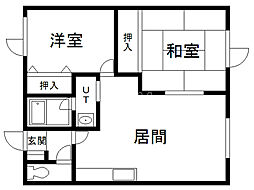 北設ハイツ 2LDKの間取図画像