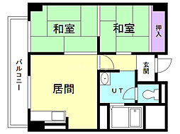 リバーサイドキタハラ 2DKの間取図画像