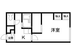 レオパレス昭和中央 1Kの間取図画像